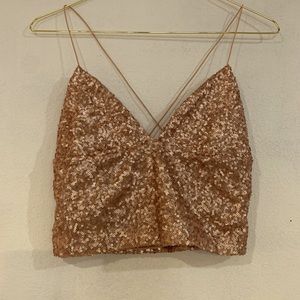 Pink Sequin Crop Top
